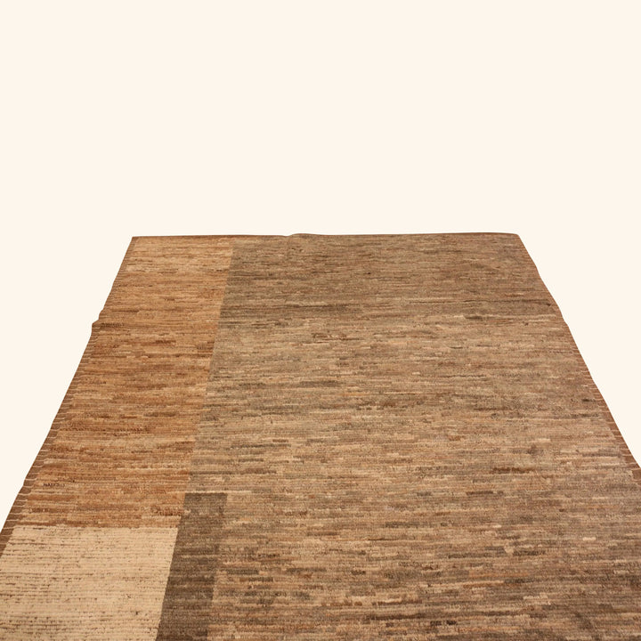 Brown Zameen Contemporary Wool Rug - 7'4' x 9'9"