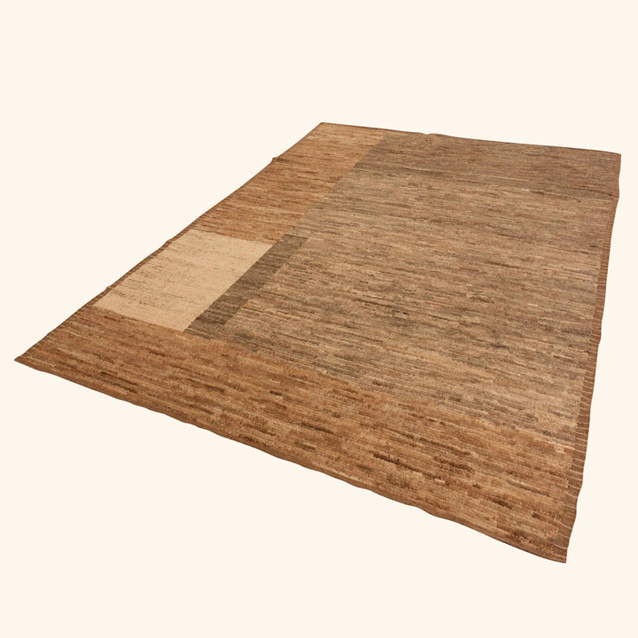 Brown Zameen Contemporary Wool Rug - 7'4' x 9'9"