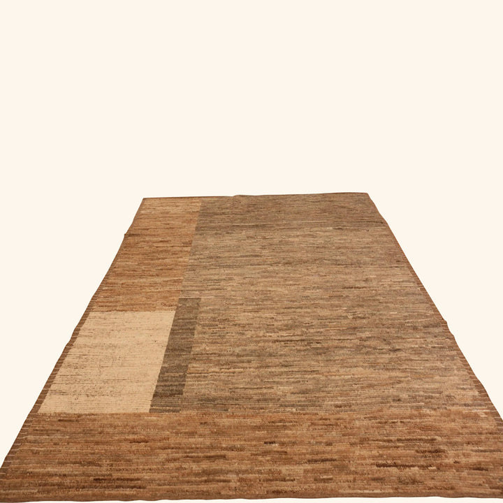 Brown Zameen Contemporary Wool Rug - 7'4' x 9'9"