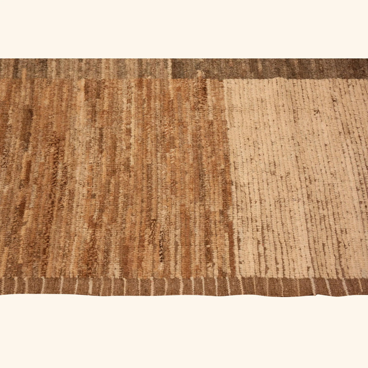 Brown Zameen Contemporary Wool Rug - 7'4' x 9'9"