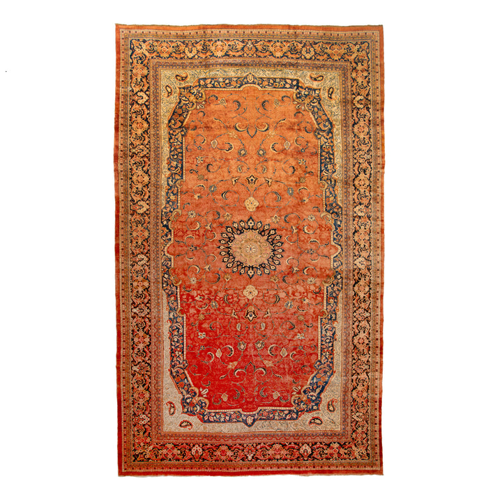 Orange Vintage Traditional Persian Rug - 12'11" x 21'8"