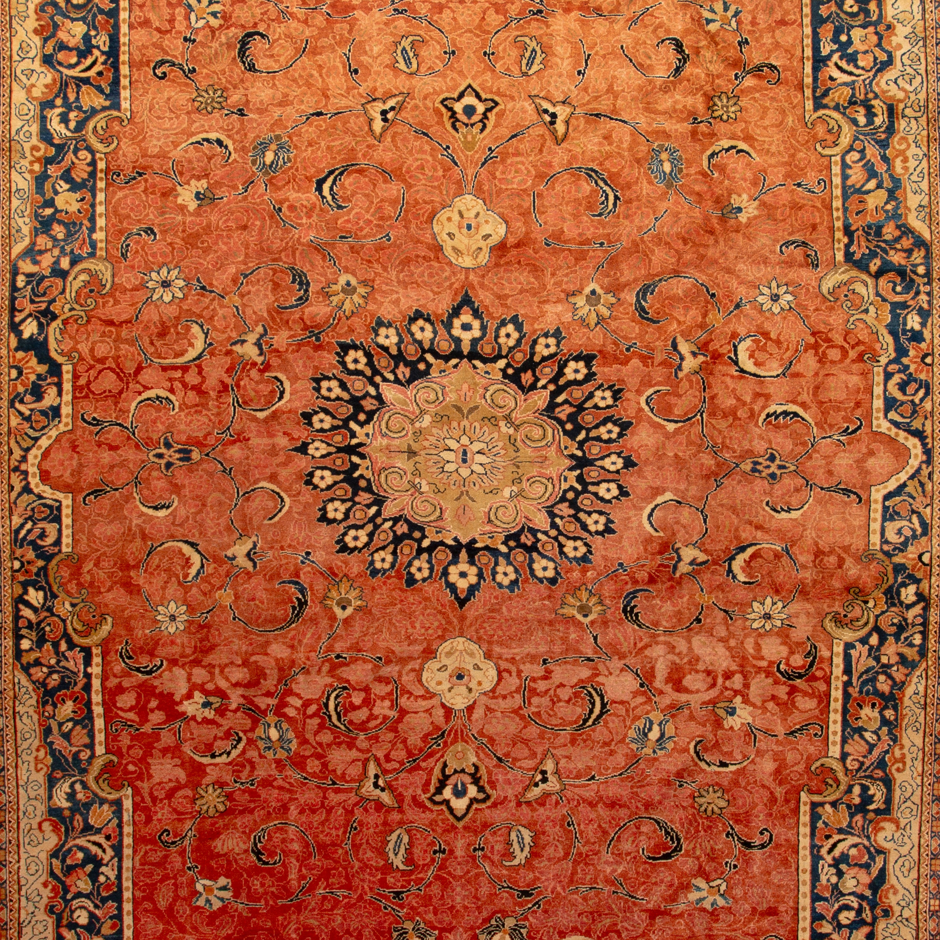 Orange Vintage Traditional Persian Rug - 12'11