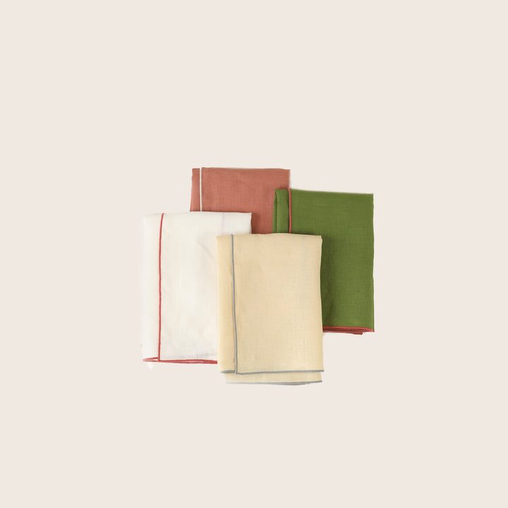Linen Napkin, Fern/Coral