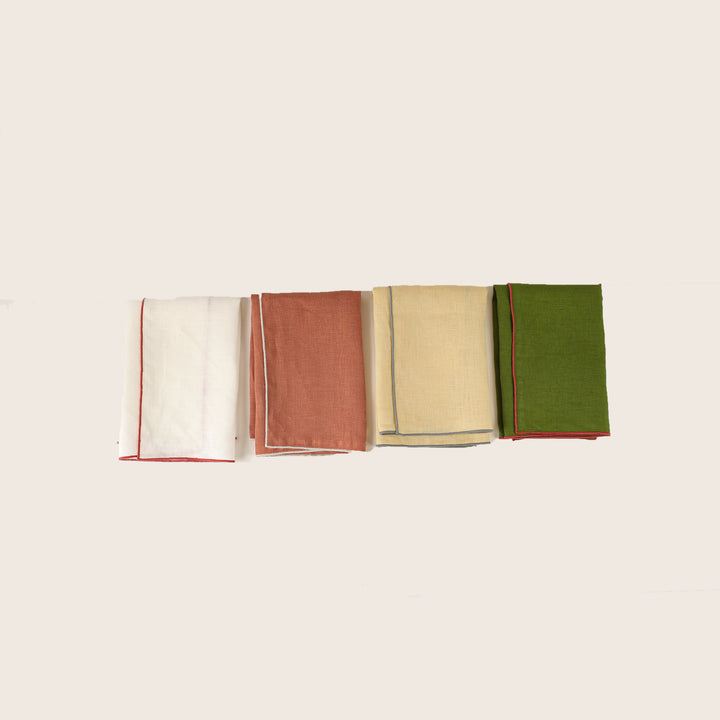 Linen Napkin, Fern/Coral