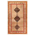 Brown & Orange Antique Persian Serapi Wool Rug - 6' x 9'8"