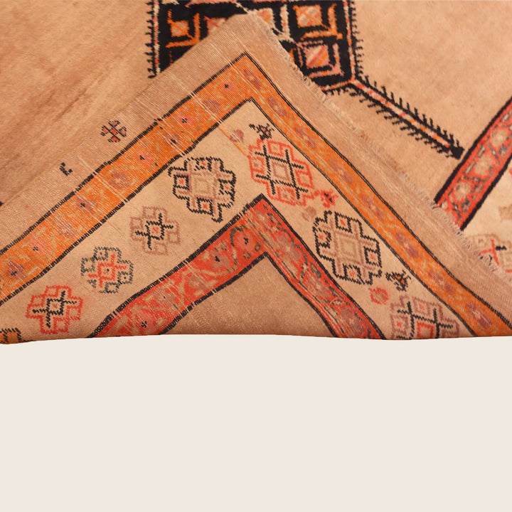 Brown & Orange Antique Persian Serapi Wool Rug - 6' x 9'8"