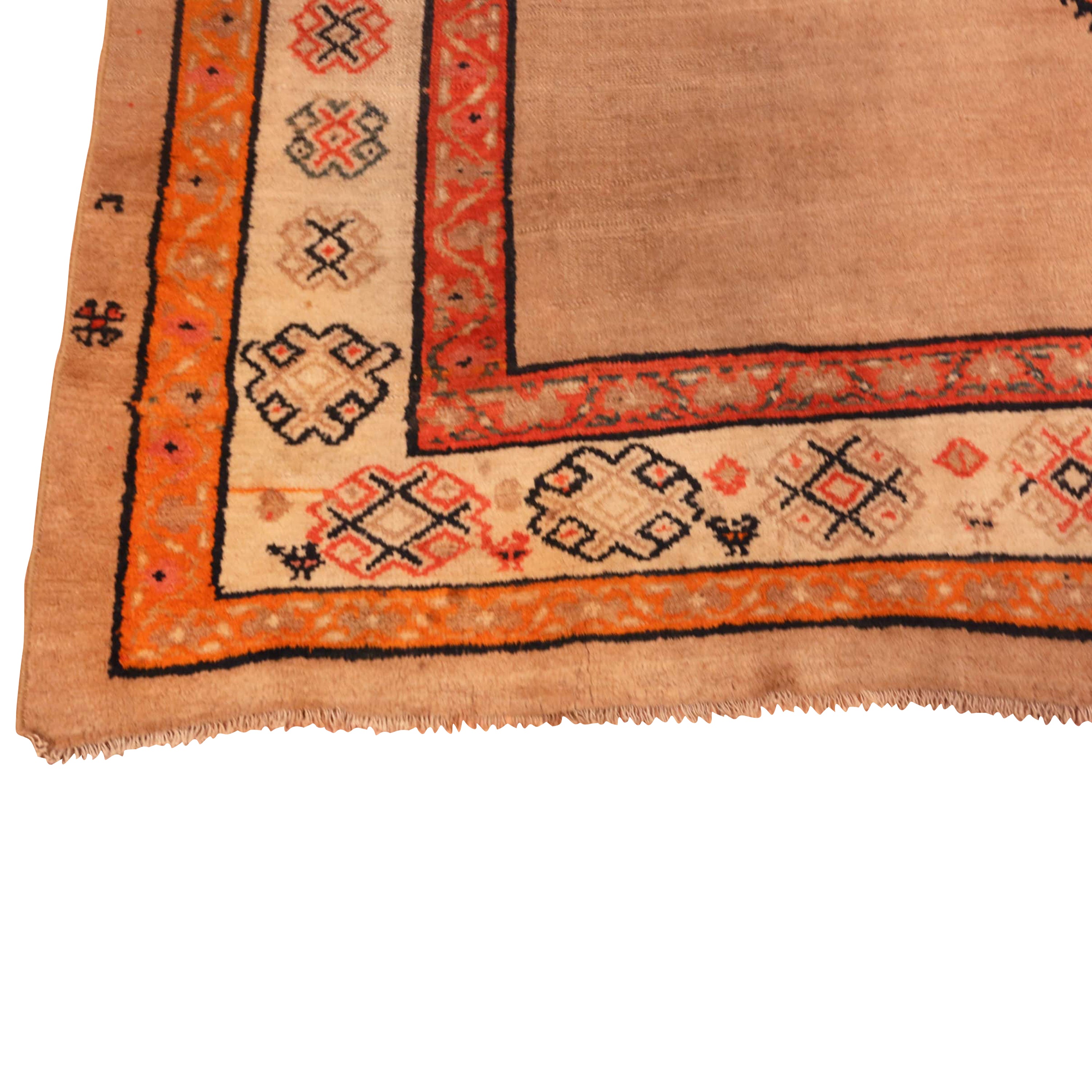 Brown & Orange Antique Persian Serapi Wool Rug - 6' x 9'8"