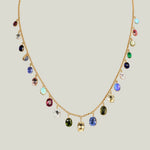 Antique 1900 Yellow Gold Necklace with 21 Precious & Semi-Precious Stones