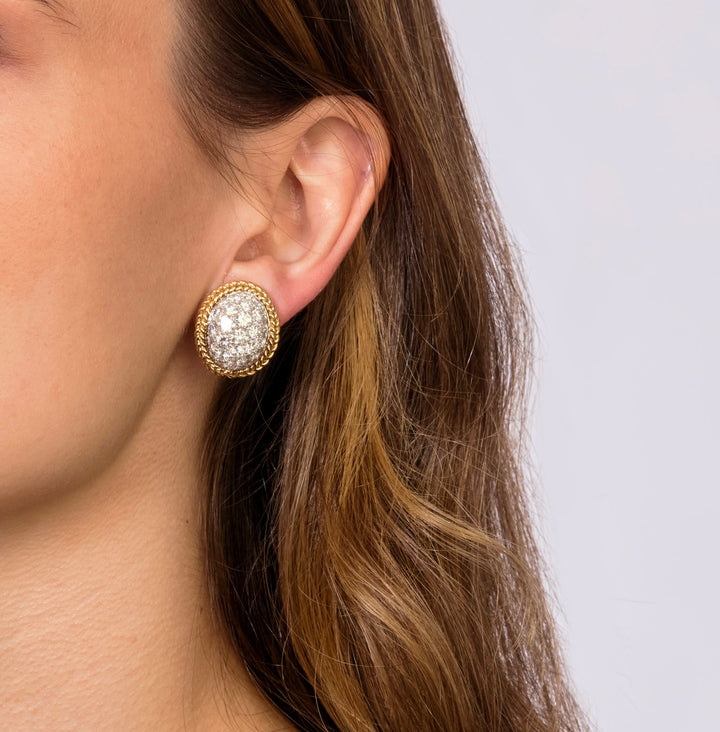18KYG Diamond Bombé Dome Earrings