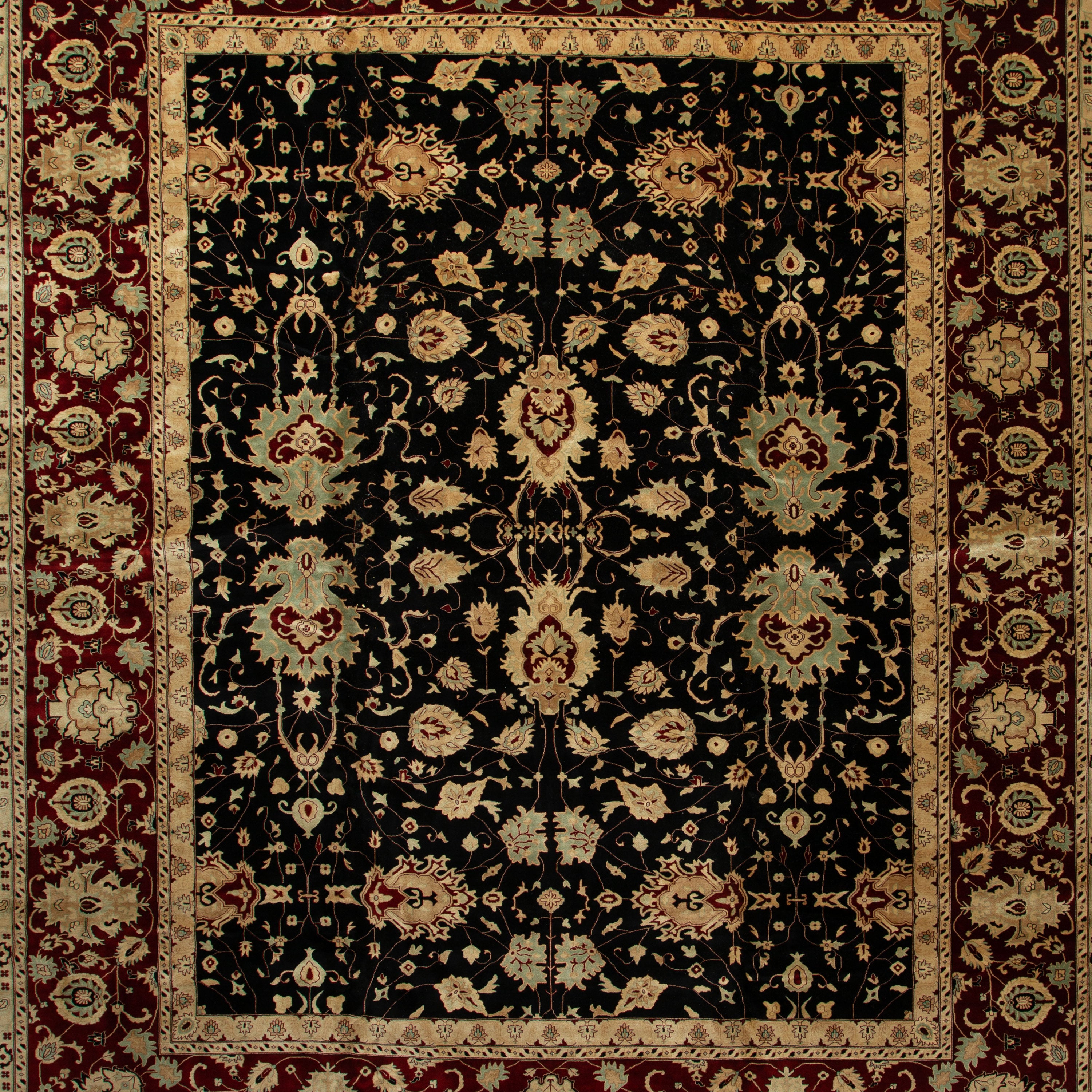 Black Traditional Wool Rug - 13'4" x 16'6"
