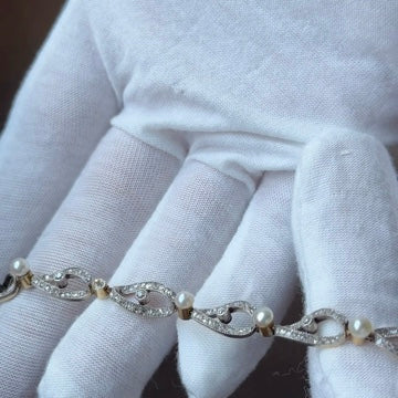 Belle Époque Diamond and Pearl Bracelet in Platinum and Gold