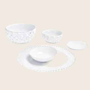 White bowl with bubbly texture, irregular edge, artisan quality design. - hover