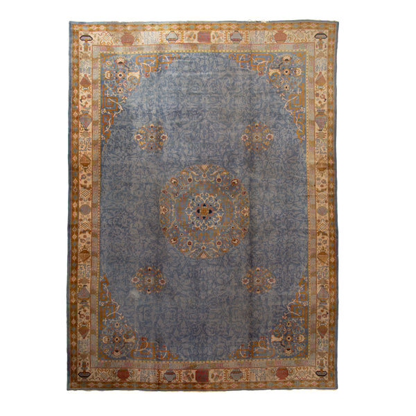 Blue Vintage Traditional Wool Rug - 13'10" x 19'