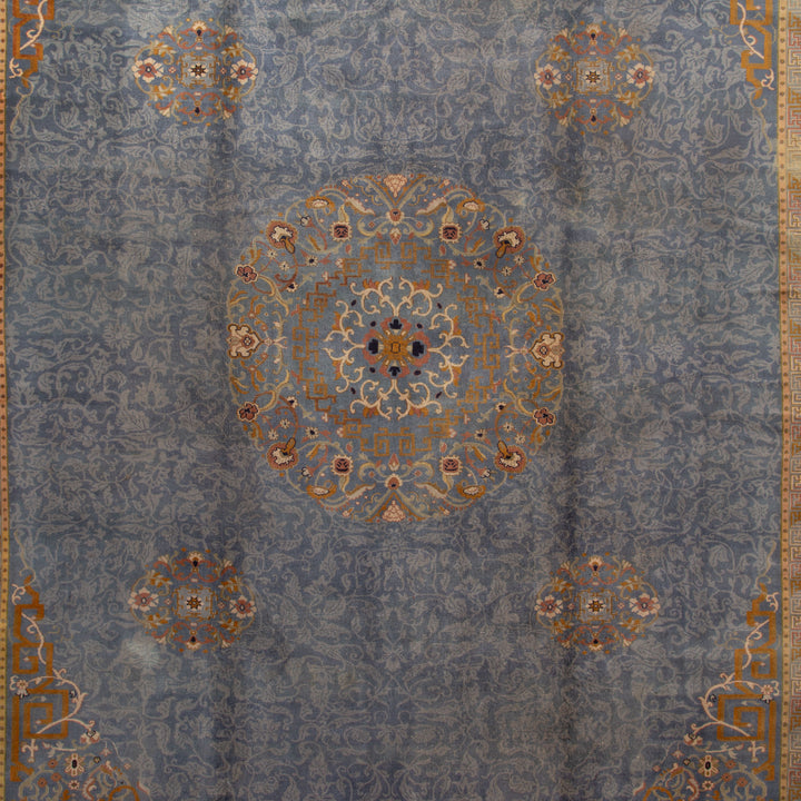 Blue Vintage Traditional Wool Rug - 13'10" x 19'