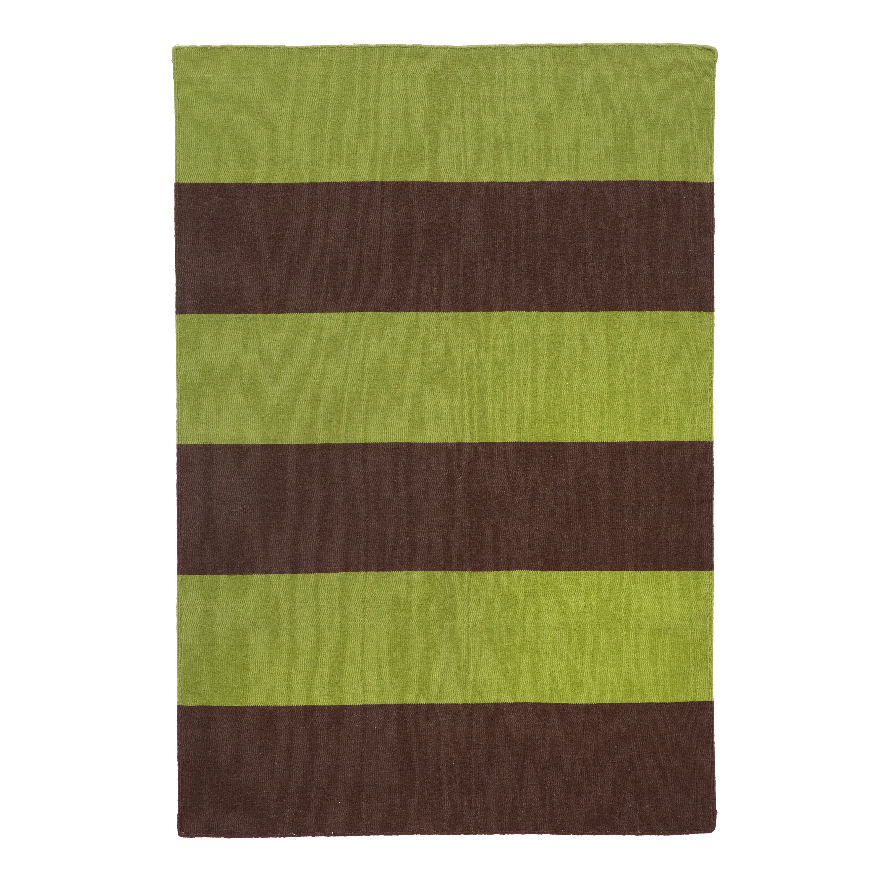 Green Flatweave Wool Rug - 3'6" x 5'6"