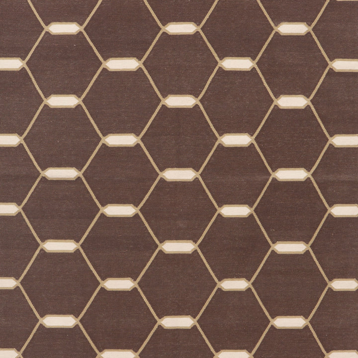 Brown Geometric Flatweave Cotton Rug - 3'6" x 5'6"
