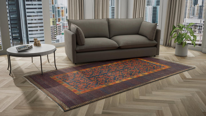 Purple Vintage Traditional Wool Rug - 6'3" x 11'6"