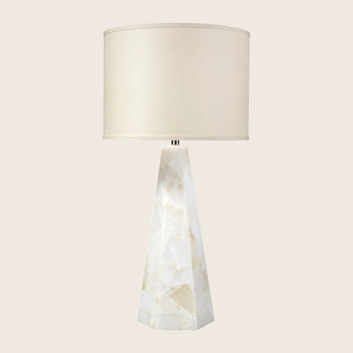 Borealix Alabaster Hexagon Table Lamp with Linen Shade