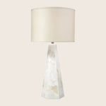 Borealix Alabaster Hexagon Table Lamp with Linen Shade