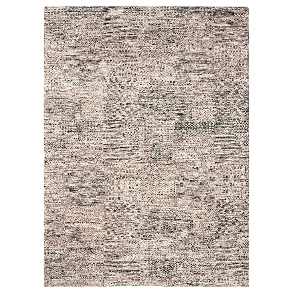 Beige Contemporary Wool Silk Blend Rug - 9'3" x 12'5"