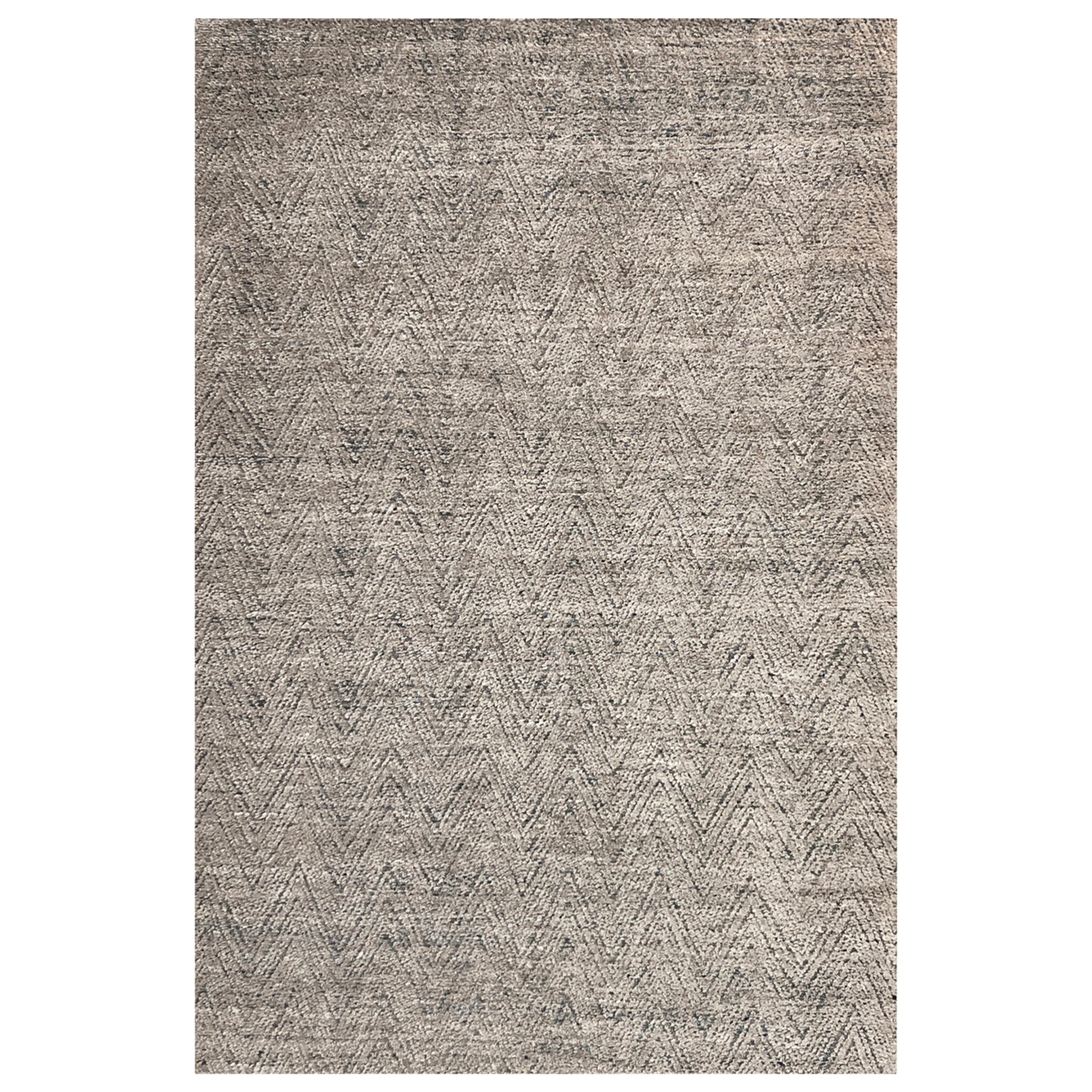 Grey Contemporary Wool Rug - 6'3" x 9'1"