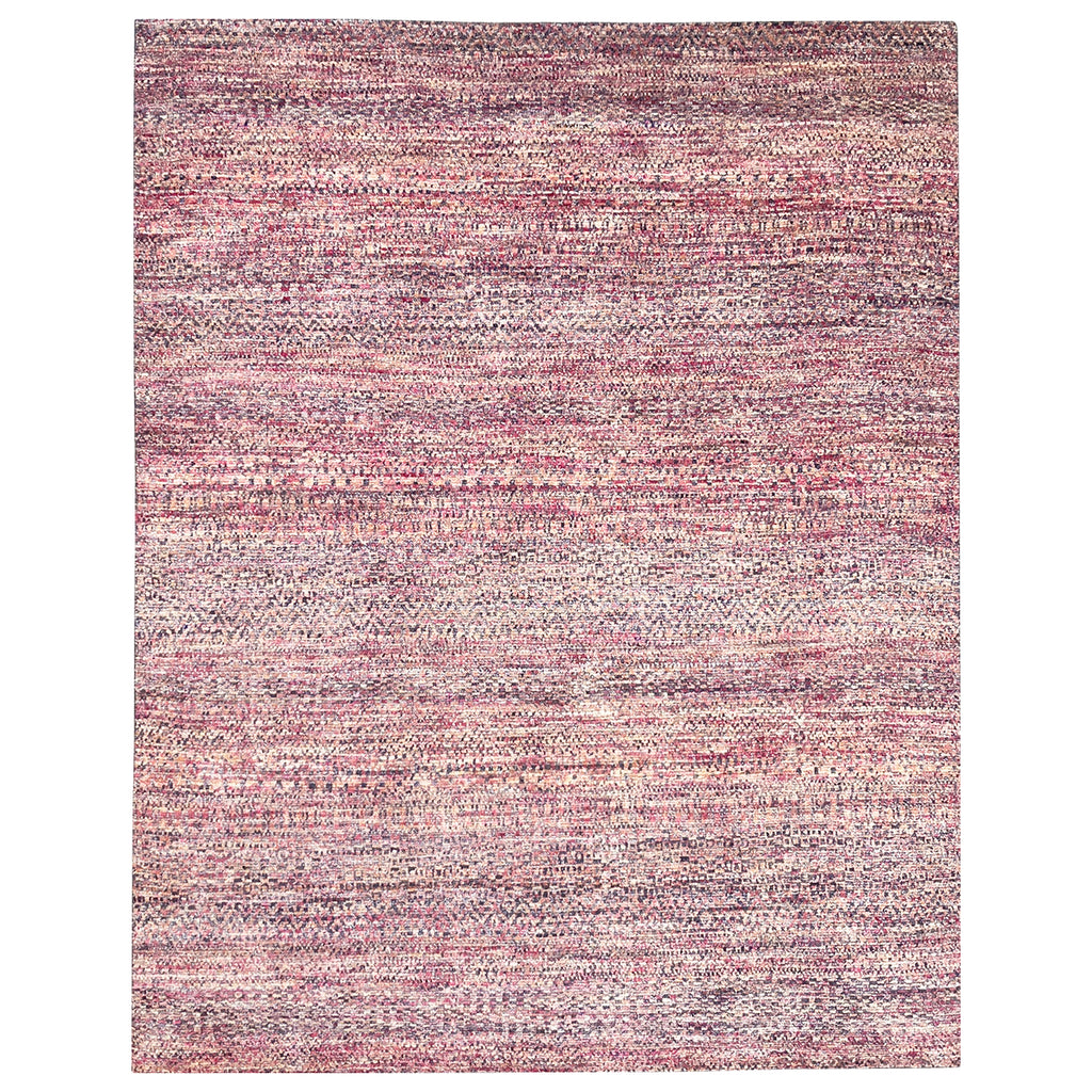 Pink Contemporary Wool Silk Blend Rug