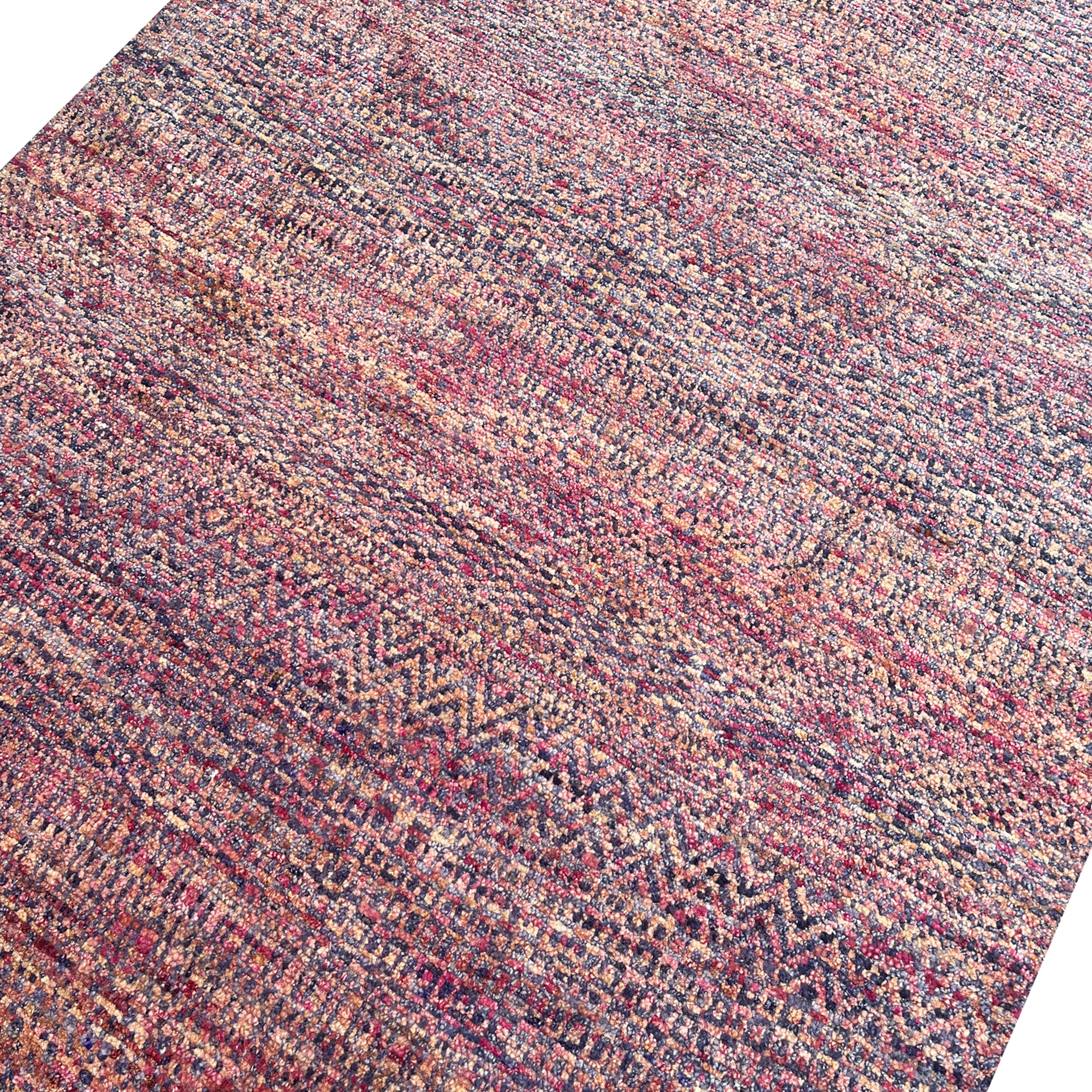 Pink Contemporary Wool Silk Blend Rug