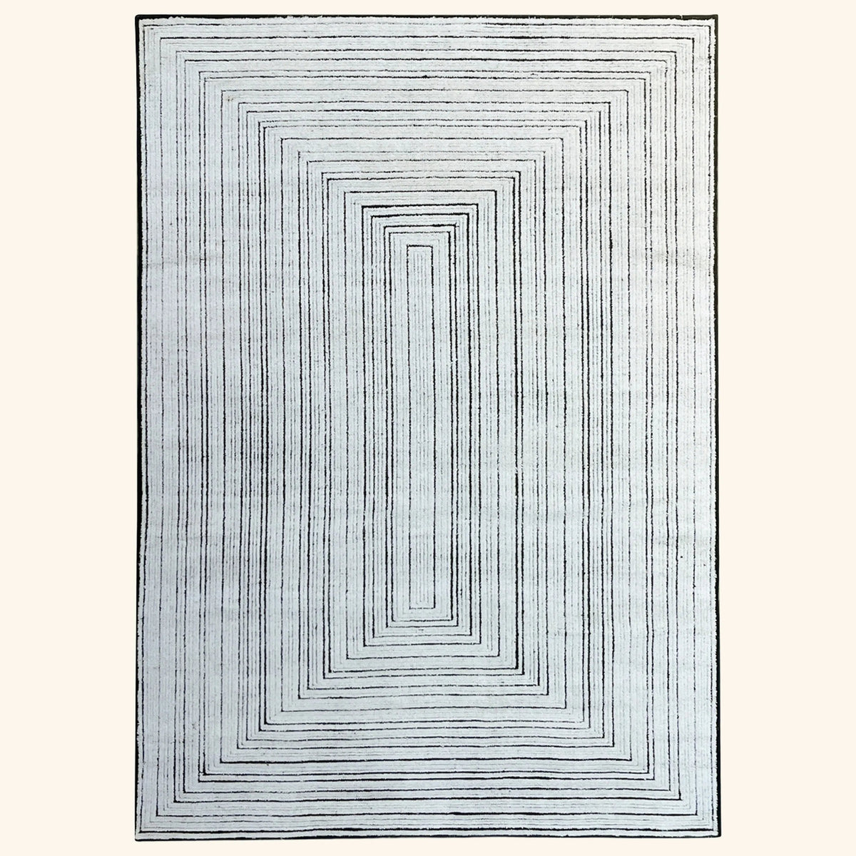 White Contemporary Wool Rug - 6'3