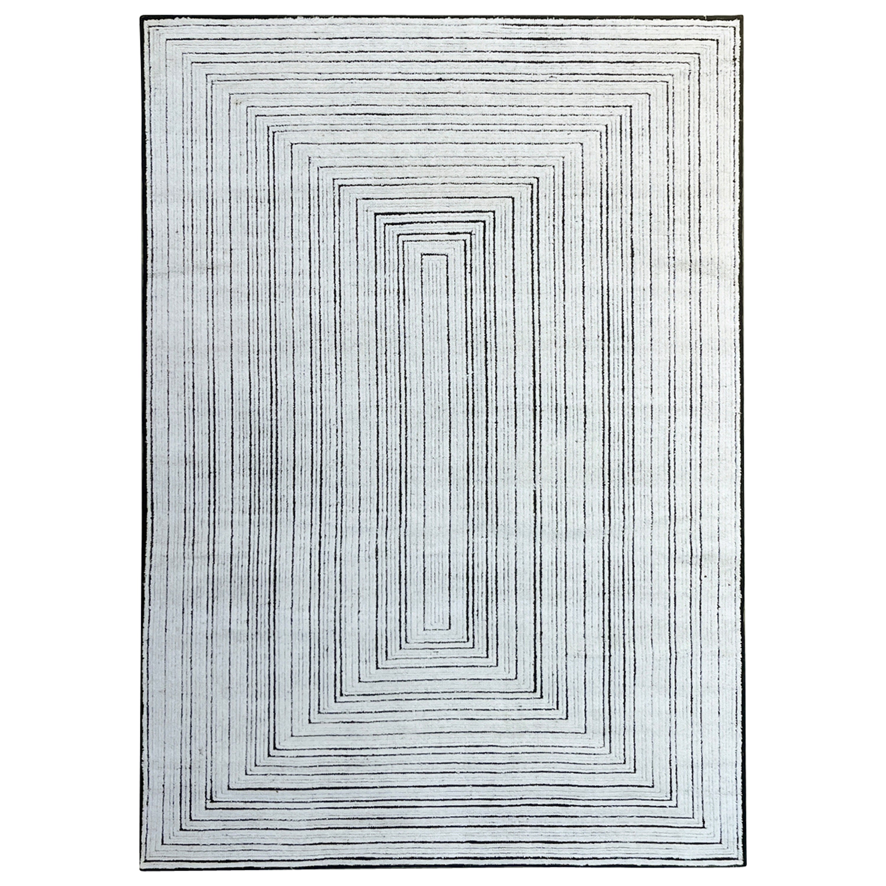 White Contemporary Wool Rug - 6'3" x 8'10"