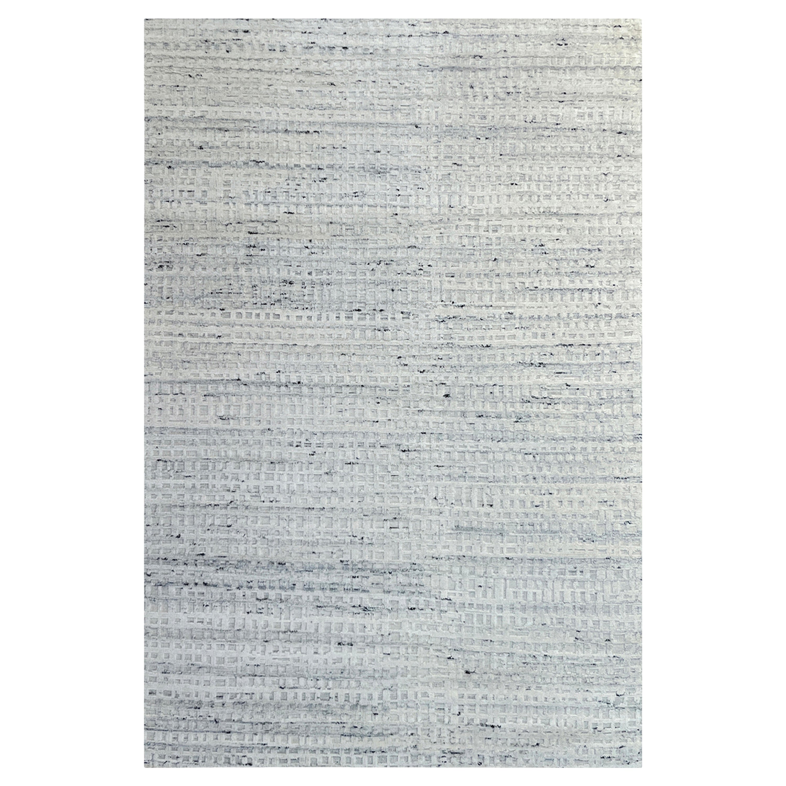 Grey Textured Wool Rug - 6'1" x 9'