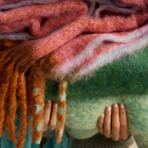 Mohair Twist Frame Throw Fucsia/ Orange - hover