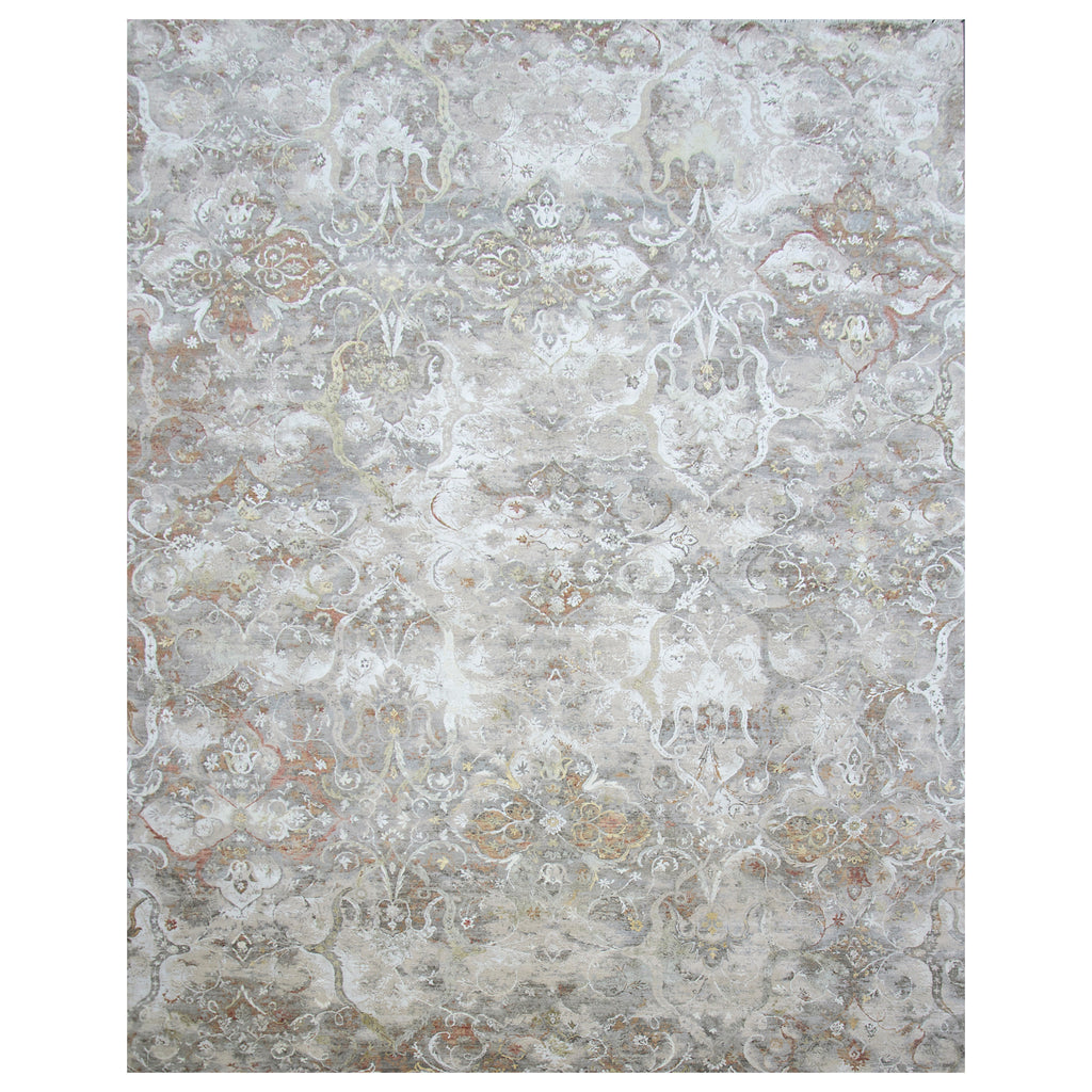 Beige Traditional Silk Wool Rug - 9'1" x 11'11"