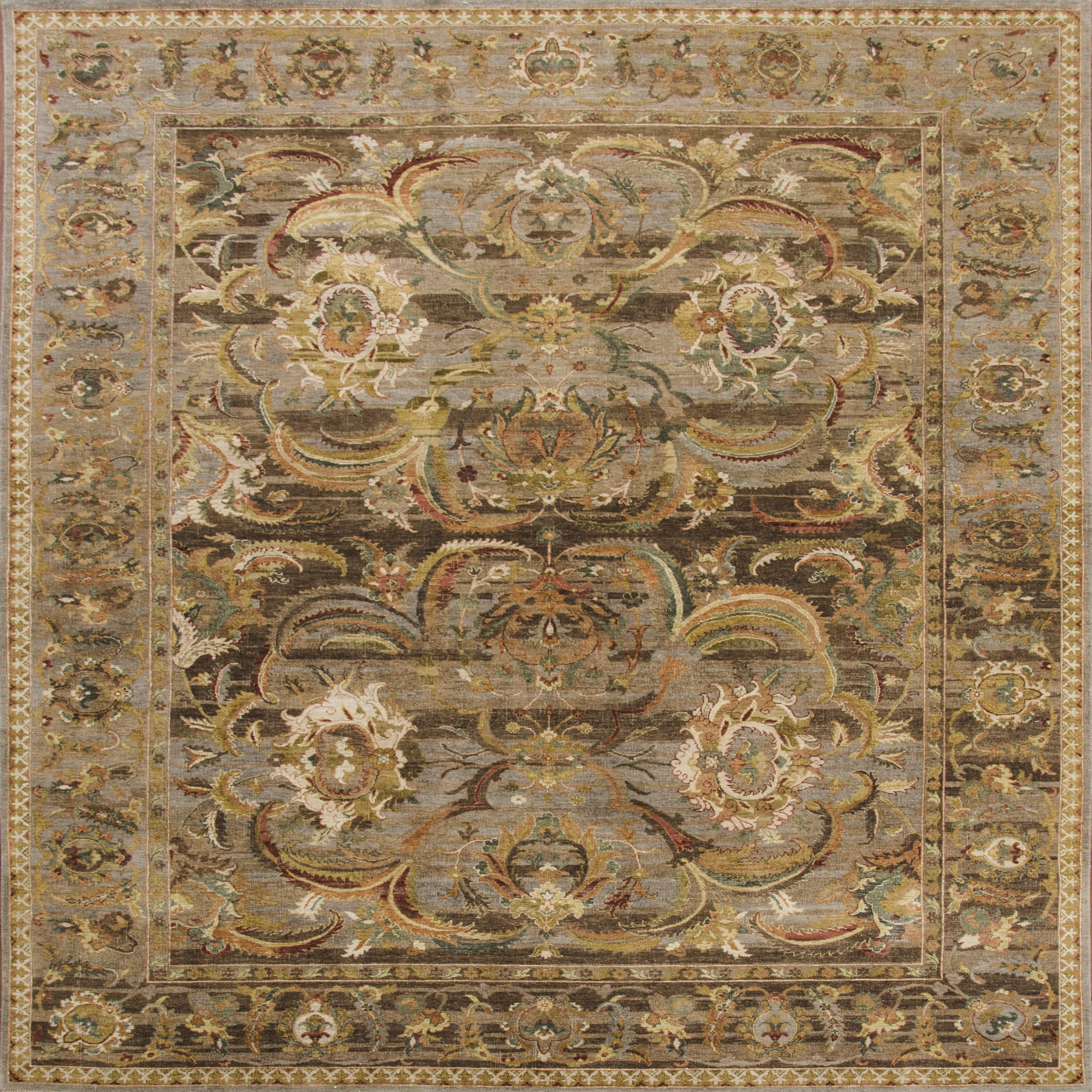 Multicolored Traditional Silk Wool Blend Rug - 9' x 12'