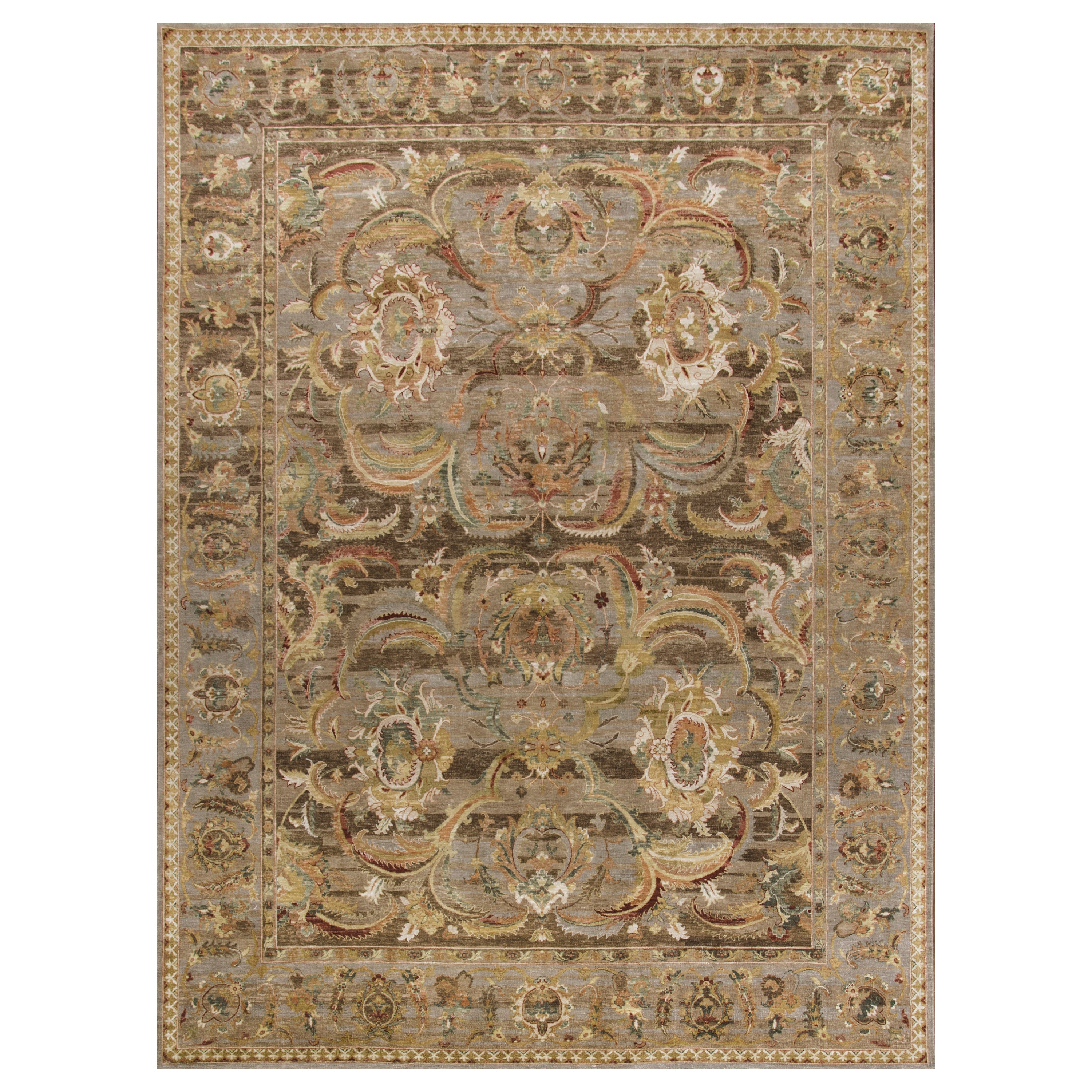 Multicolored Traditional Silk Wool Blend Rug - 9' x 12'