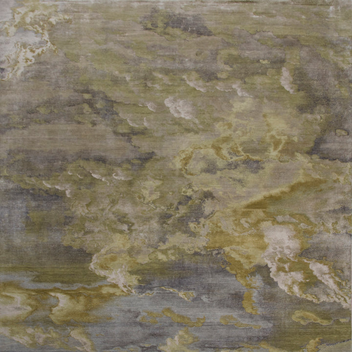 Green Contemporary Silk Wool Blend Rug - 9' x 12'