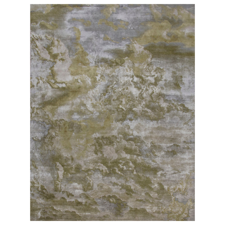Green Contemporary Silk Wool Blend Rug - 9' x 12'