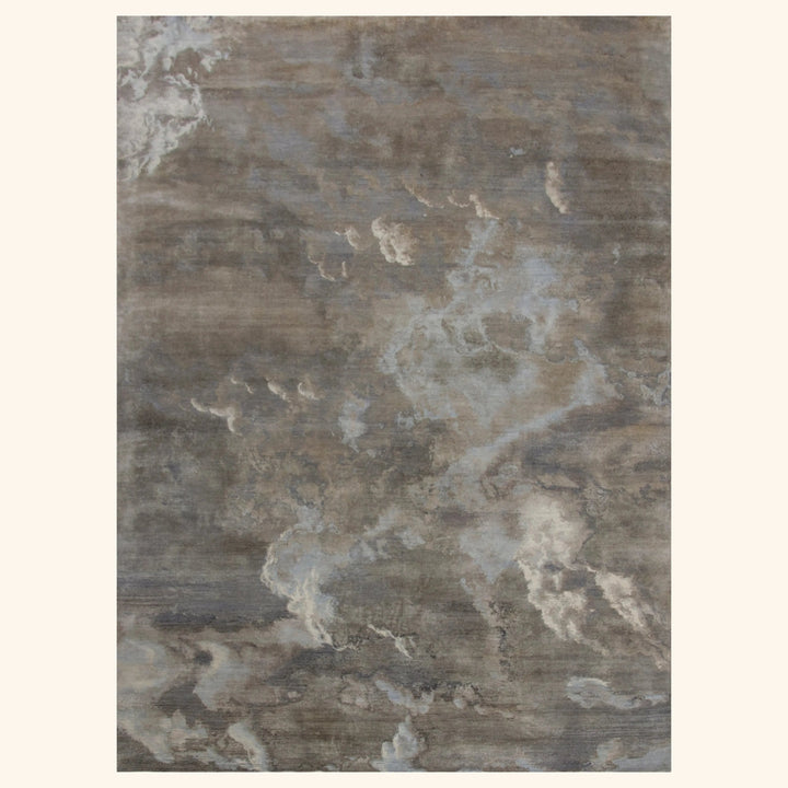 Beige Contemporary Silk Wool Blend Rug - 8'10" x 12'3"
