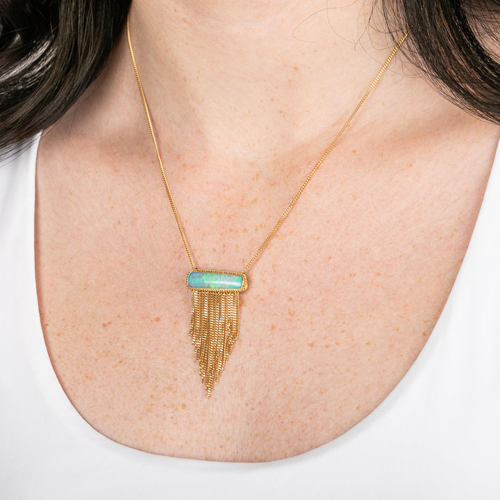 Black Opal Tassel Necklace
