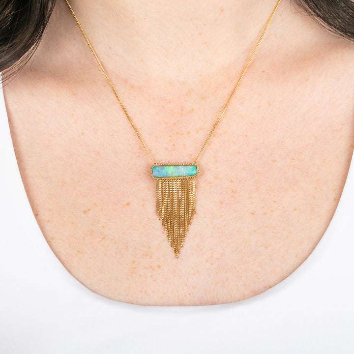 Black Opal Tassel Necklace