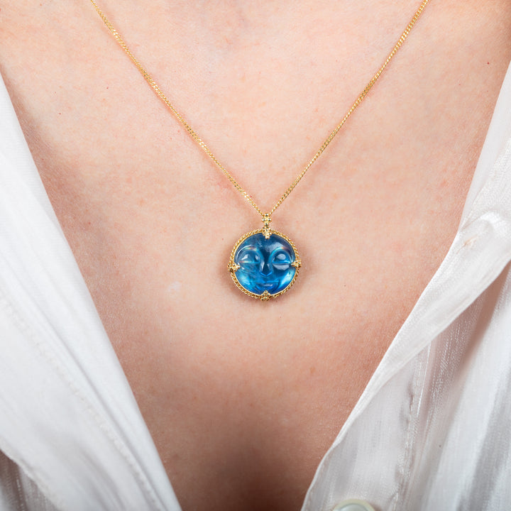 Carved Smiling Moonstone Necklace