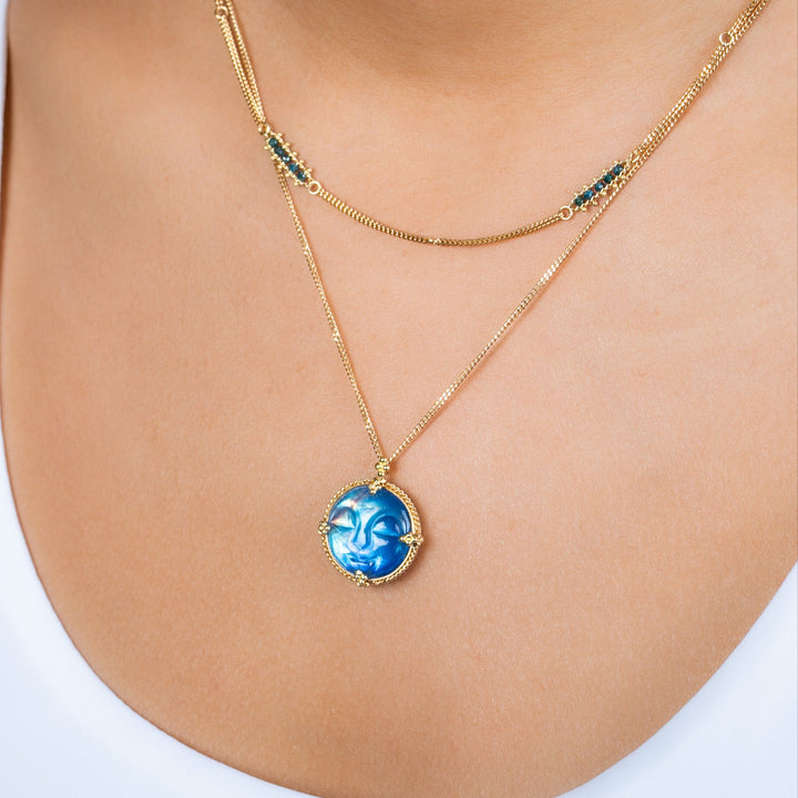 Carved Smiling Moonstone Necklace