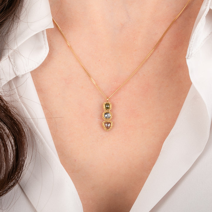 3 Multi Colored Diamond Necklace