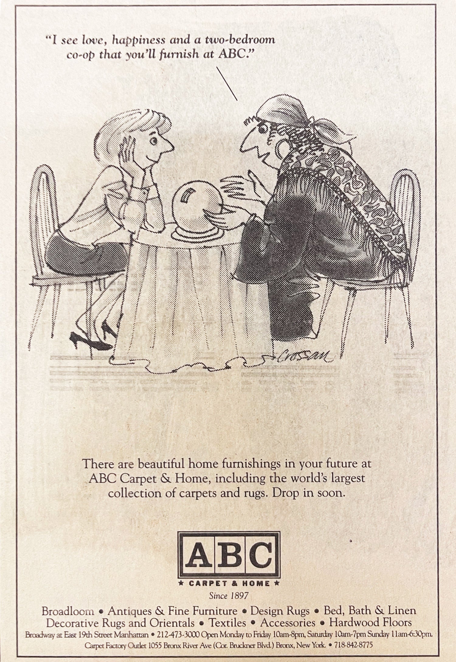 Fortune teller predicts love, happiness, and home furnishings at ABC.