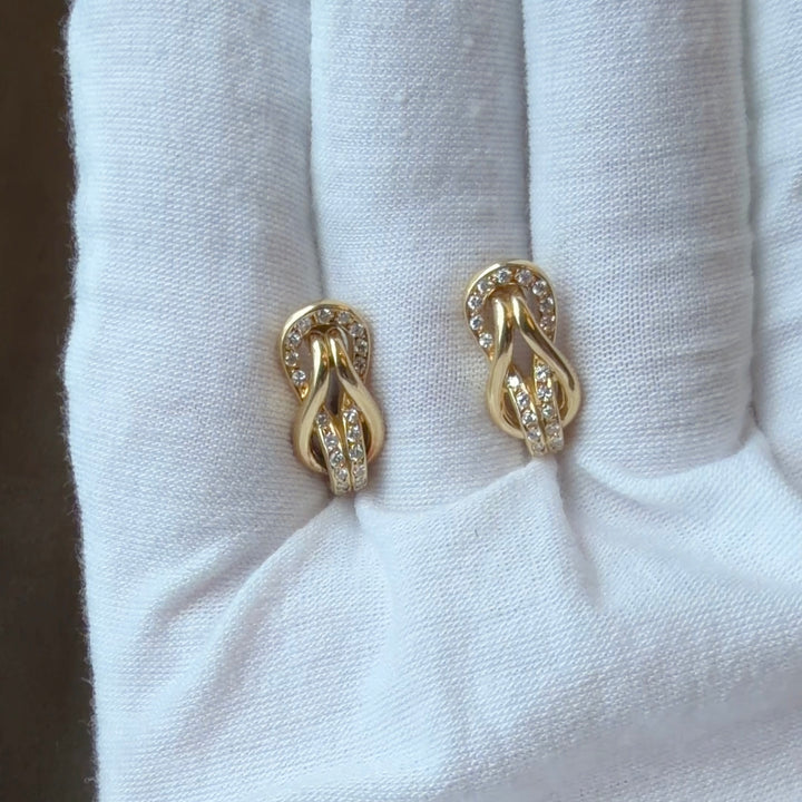 Cartier Diamond Knot Earrings, 1980s