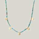 Beaded Turquoise and Gold Disks Necklace