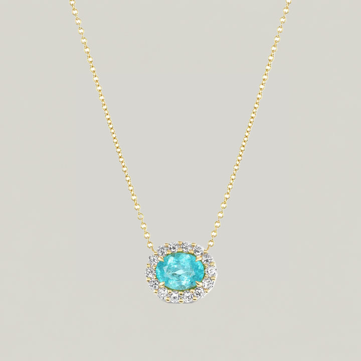 Bespoke East West Oval Cut Paraiba Bloom Pendant