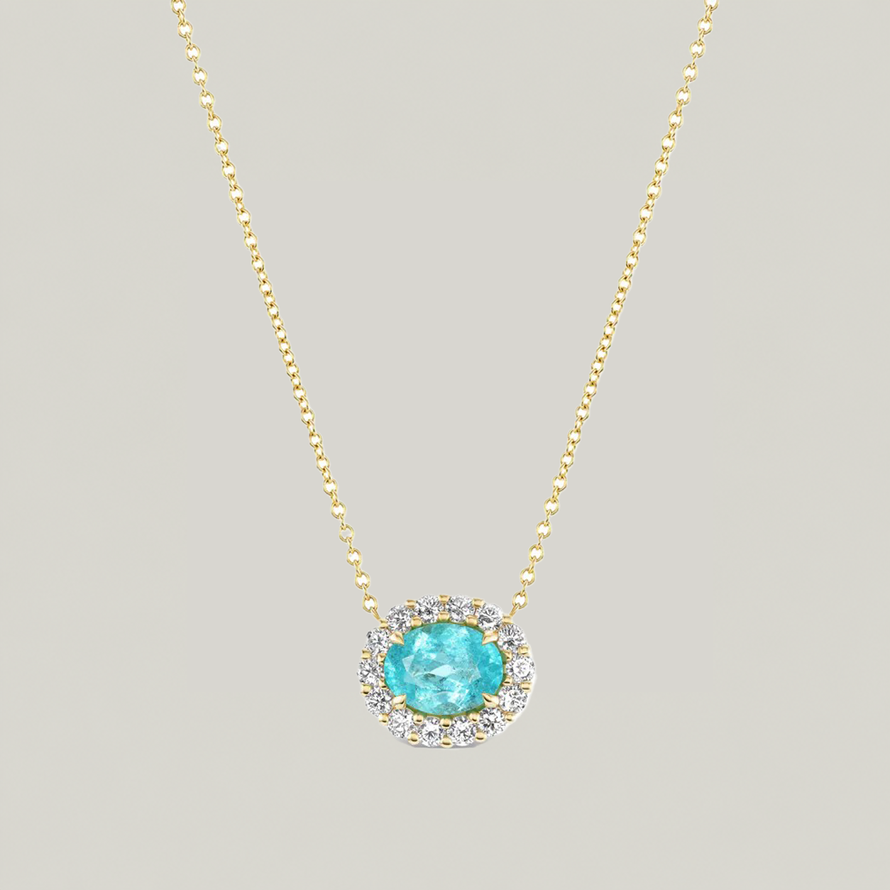 Bespoke East West Oval Cut Paraiba Bloom Pendant