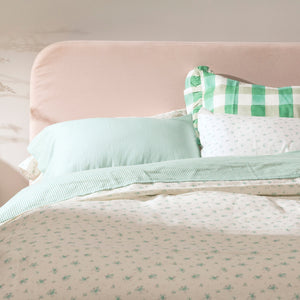 Blossom Floral Linen Duvet Green / Queen - hover