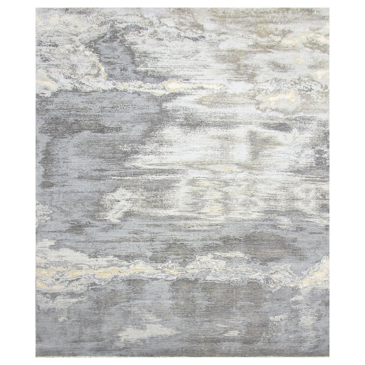 Silver Contemporary Silk Wool Blend Rug - 8'11" x 12'2"