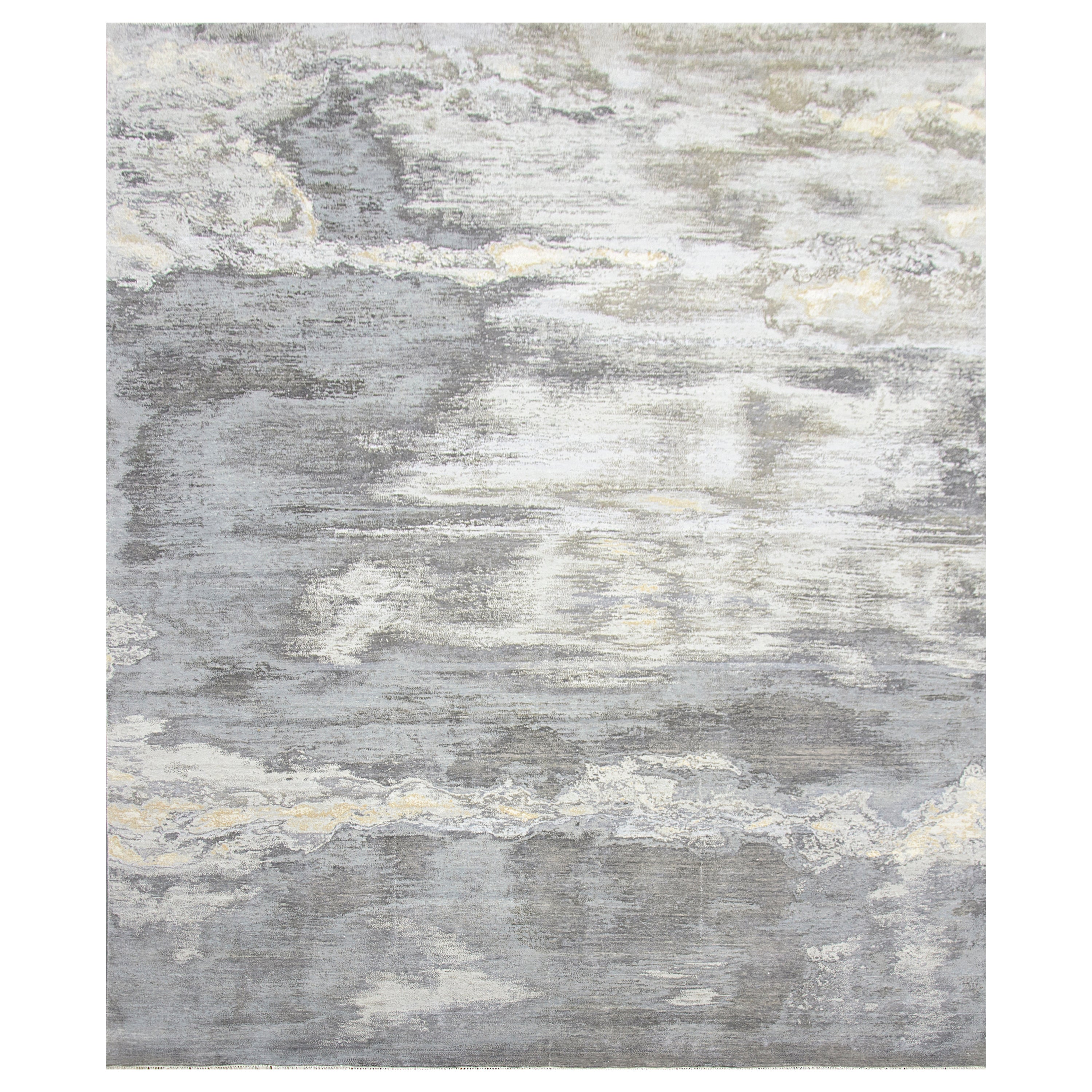 Silver Contemporary Silk Wool Blend Rug - 8'11" x 12'2"